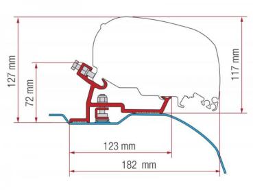 Adapter Fiamma F65s F80s Kit Fiat Ducato - Citroen Jumper - Peugeot Boxer High Roof H2 - L2/L3 ab 06/2006 #98655Z101